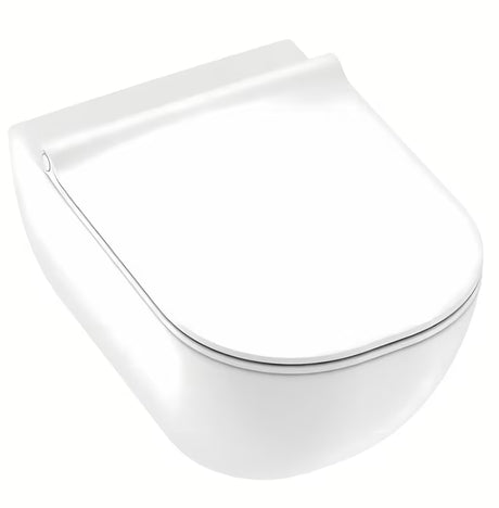 Bela viseča WC školjka Jika Mio z izvedbo Rimless brez splakovalnega kroga in skritim pritrjevanjem.