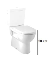 Bela WC školjka WC školjka kombi Jika Mio z globokim izpiranjem in odtokom Vario, brez kotlička in sedeža.