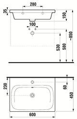 Viseče keramični umivalnik Jika Mio-N 60x45 cm v beli barvi z odprtino pro za armaturo na sredini