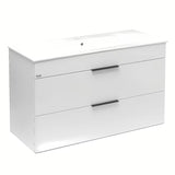 Bijeli viseča ormarić Jika Plan s keramičkim umivaonikom i ladicama s punim izvlačenjem