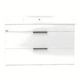 Bijeli viseča ormarić Jika Plan s keramičkim umivaonikom i ladicama s punim izvlačenjem