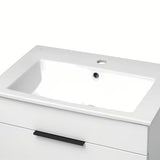 Bijeli ormarić viseča Jika Plan s keramičkim umivaonikom i ladicama s punim izvlačenjem.