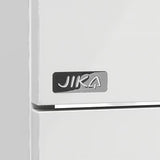 Bijeli ormarić viseča Jika Plan s keramičkim umivaonikom i ladicama s punim izvlačenjem.