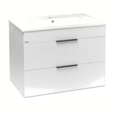 Viseča bijeli ormarić s keramičkim umivaonikom Jika Plan s ladicama i punim izvlačenjem