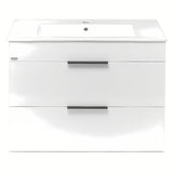 Viseča bijeli ormarić s keramičkim umivaonikom Jika Plan s ladicama i punim izvlačenjem