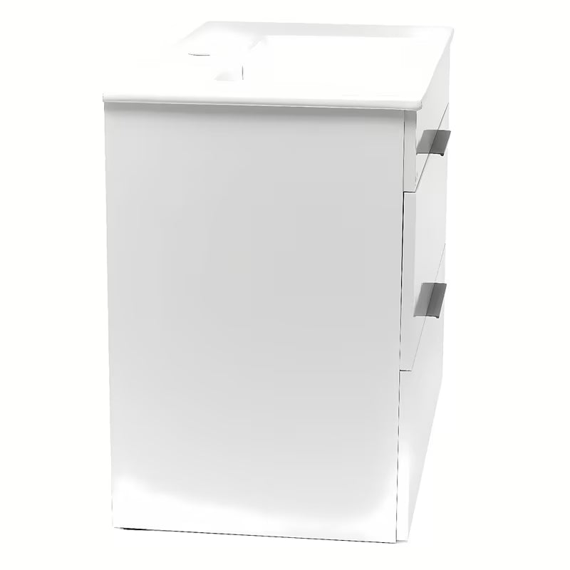 Viseča bijeli ormarić s keramičkim umivaonikom Jika Plan s ladicama i punim izvlačenjem