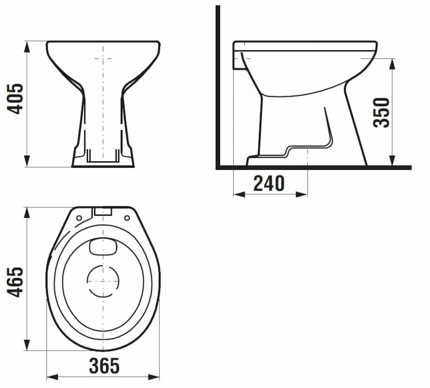 Stoječa WC Školjka Jika Sam v beli barvi z navpičnim odtokom, brez kotlička