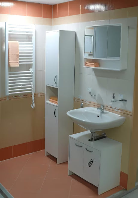 Bela omarica z ogledalom Jokey Lymo 58x49 cm z zrcalnimi vratci in notranjimi policami