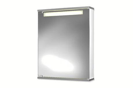 Bijeli omarica z ogledalom Jokey Cento 50 z osvetlitvijo i ladicom, 50 x 65 x 14 cm.