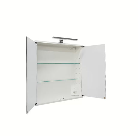 Bijeli omarica z ogledalom Jokey Kandi 60 x 69 cm sa staklenim vratima i LED točkastom rasvjetom