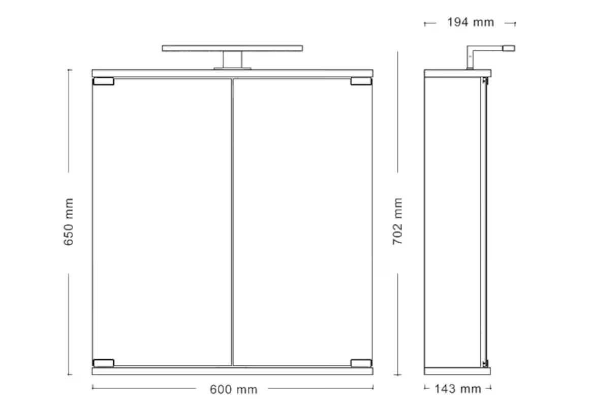 Bijeli omarica z ogledalom Jokey Kandi 60 x 69 cm sa staklenim vratima i LED točkastom rasvjetom