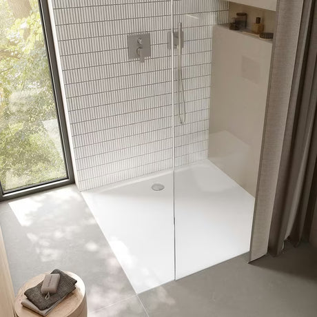 Kvadratna tuš kad Kaldewei Cayonoplan 100x100 cm iz emajliranega jekla v alpsko beli barvi.