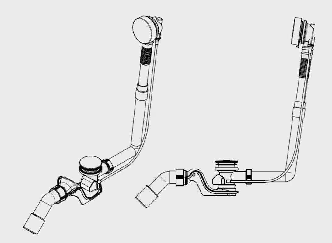 Kaldewei Comfort-Level sifon za kad avtomatik u krom izvedbi, odvodno-preljevna garnitura produžena 725 mm.
