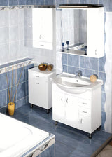 Bijela viseča kopalniška omarica Keramia Pro za zid s lakiranim vratima