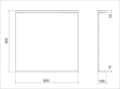 Keramia Pro pravokotno LED ogledalo 80x80 cm v belem okvirju, zaščita IP44, navpična postavitev.