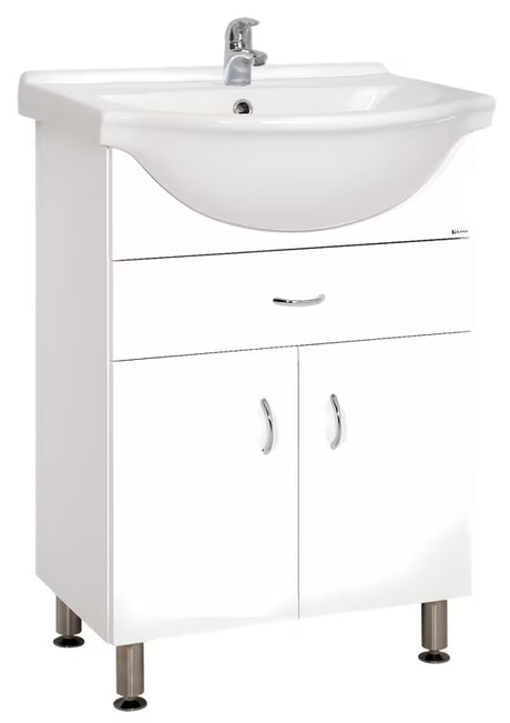 Bijeli kopalniška omarica Keramia Pro s umivaonikom, jednom ladicom i dvoja vrata