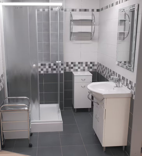 Bijeli kopalniška omarica Keramia Pro s umivaonikom, jednom ladicom i dvoja vrata