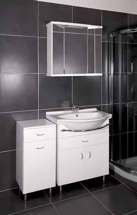 Keramia Pro kopalniška omarica s keramičkim umivaonikom 70x56x85 cm u bijelom sjaju s nožicama