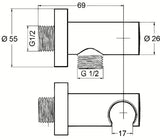 Podžbukni zidni priključak za tuš Kludi Chrome pro crijevo s konusnom maticom, priključak G 1/2