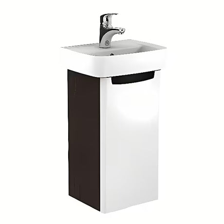 Bel keramični umivalnik za kopalniško pohištvo Kolo Rekord 40 x 31 cm z odprtino za pro armaturo na sredini.