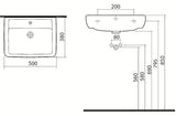 Keramični pohištveni umivalnik Kolo Rekord 50 x 38 cm v beli barvi z odprtino pro armaturo na sredini.