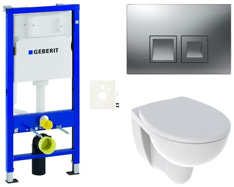 Viseči WC set Kolo Rekord z modulom Geberit Duofix in splakovalno tipko v mat krom izvedbi.