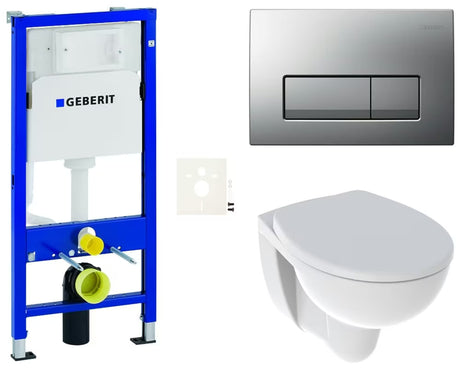 Viseči WC set Kolo Rekord z modulom Geberit Duofix, sedežem mehko Zapiranje Soft Close in tipko v mat krom izvedbi.
