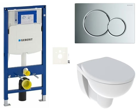 Viseči WC set Kolo Rekord z brezrobno školjko Rimless, sedežem z mehko Zapiranje Soft Close in modulom Geberit Duofix.