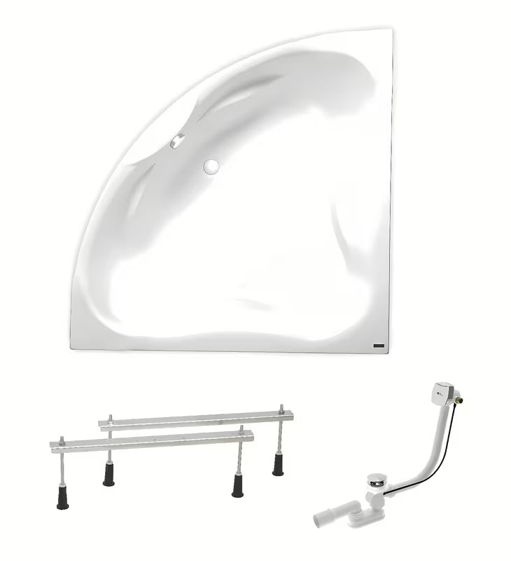 Bijela kotna kad Laguna Royale od akrila 150x150 cm s mogućnošću ugradnje lijevo ili desno