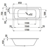 Pravokotna kad Laufen Bolsena 170x75 cm od emajliranog čelika sa zvučnom izolacijom