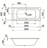 Pravokotna kad Laufen Bolsena 180x80 cm od emajliranog čelika sa zvučnom izolacijom i nogama