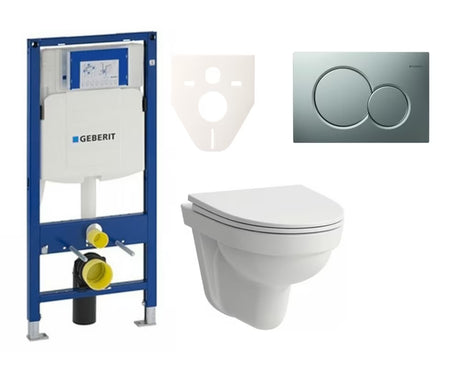 Viseči WC set Laufen Pro Nordic z modulom Geberit Duofix in tipkalom v mat krom izvedbi.