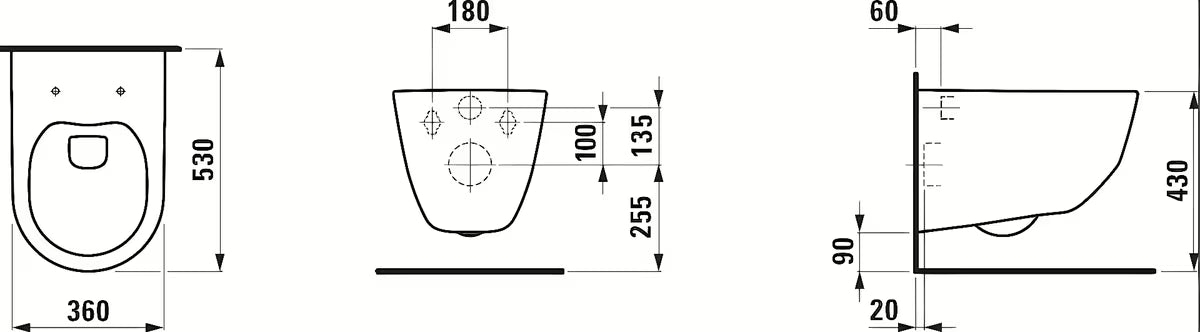 Beli viseča WC školjka Laufen Pro s z brezrobno izvedbo Rimless in skritim pritrjevanjem EasyFit 2.0