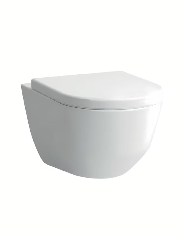 Bel viseče brezroben WC školjka Laufen Pro s skritim pritrjevanjem EasyFit in površino Laufen Clean Coat.
