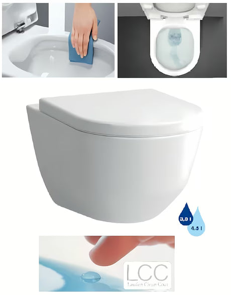 Bel viseče brezroben WC školjka Laufen Pro s skritim pritrjevanjem EasyFit in površino Laufen Clean Coat.