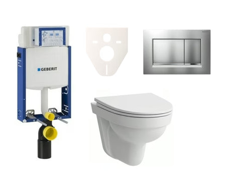 Viseči WC set Laufen Pro Nordic z modulom Geberit Kombifix in splakovalno tipko v mat kromu