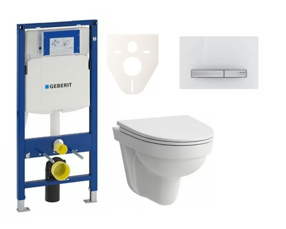 Viseči WC set Geberit z WC školjka školjko Laufen Pro Nordic pro za predstensko montažo in enostavno čiščenje.