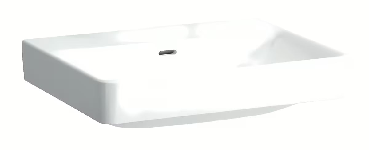 Beli viseče keramični umivalnik Laufen Pro S 60x46,5 cm brez odprtine za armaturo z integriranim prelivom.