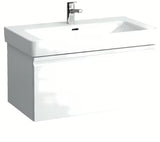 Pohištveni umivalnik Laufen Pro S 85x46 cm iz sijajne bele keramike z odprtino pro armaturo na sredini.