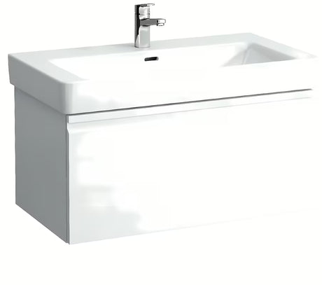 Pohištveni umivalnik Laufen Pro S 85x46 cm iz sijajne bele keramike z odprtino pro armaturo na sredini.