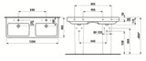 Beli keramični dvojni umivalnik Laufen Pro S 120 x 46 cm z dvema odprtinama pro za armaturo