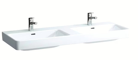 Beli keramični dvojni umivalnik Laufen Pro S 130x46 cm pro za vgradnjo v kopalniško pohištvo