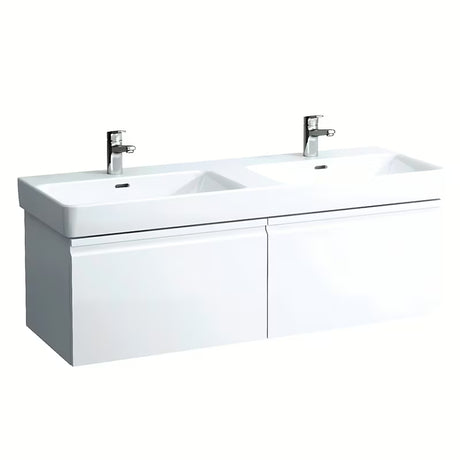 Beli keramični dvojni umivalnik Laufen Pro S 130x46 cm pro za vgradnjo v kopalniško pohištvo