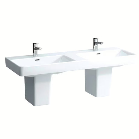 Beli keramični dvojni umivalnik Laufen Pro S 130x46 cm pro za vgradnjo v kopalniško pohištvo