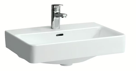Bel viseče keramični umivalnik Laufen Pro S 55x38 cm s prelivom in odprtino pro za armaturo na sredini