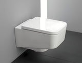 Bel viseča WC školjka Laufen Pro S z brezrobno izvedbo brez splakovalnega kroga in oglato zasnovo.