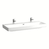 Beli viseče keramični umivalnik Laufen Pro S 120x46 cm z dvema odprtinama pro za armaturo