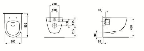 Bijeli viseča WC školjka Laufen Pro brez splakovalnega kroga sa stražnjim odvodom