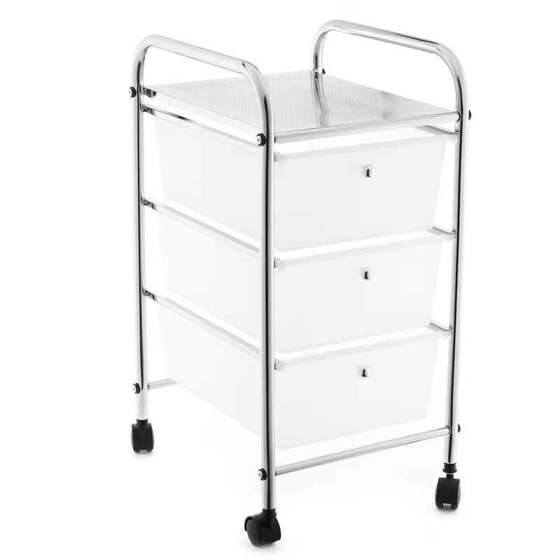 Multi Element Chrome voziček na kolescih s tremi odstranljivimi plastičnimi predali za kopalnico