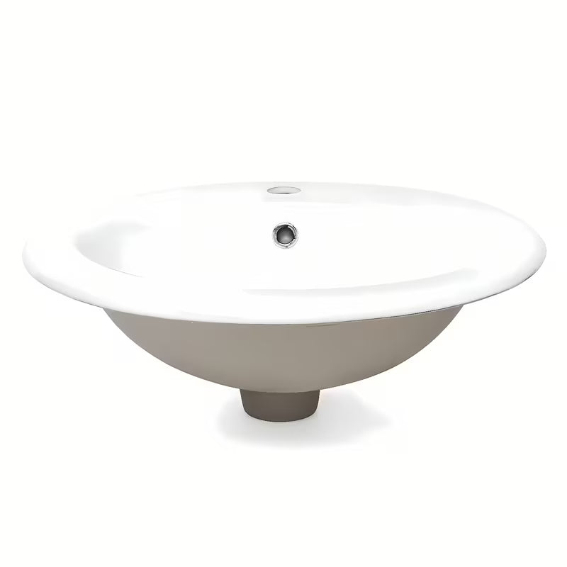 Beli keramični vgradni umivalnik Multi Eur z odprtino za pro armaturo na sredini, 51x45,5 cm.